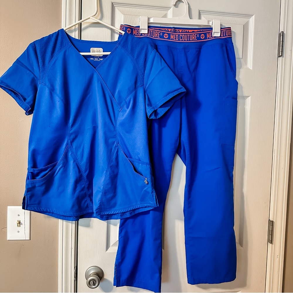 Cherokee Luxe Royal Blue Scrub Top